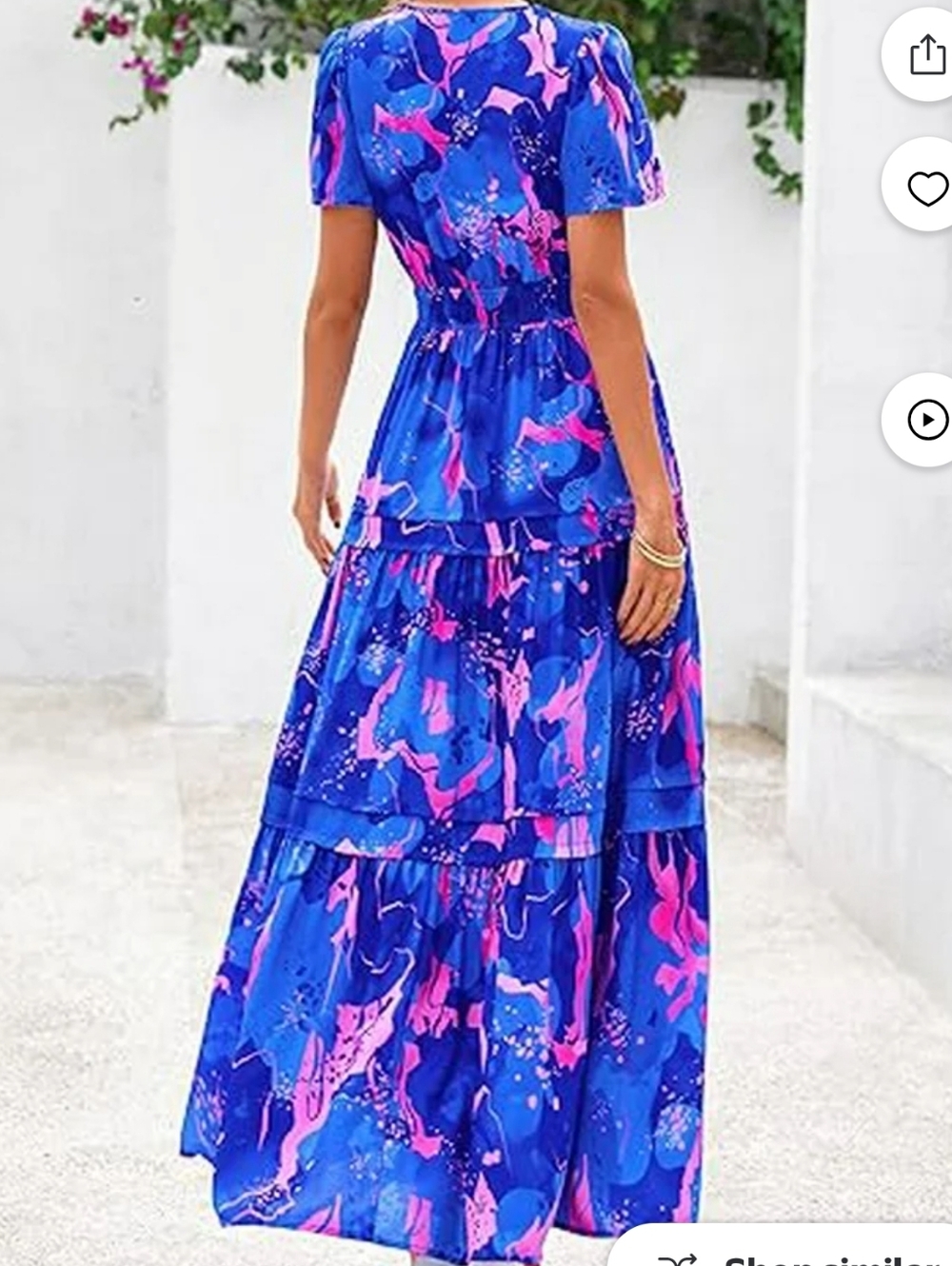 NWOT PrettyGarden Vibrant Blue and Pink Women's Midi Dress - Picture 2 of 11